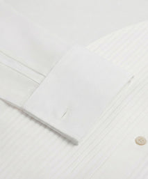 White Slim Fit Double Cuff Pleat Front Poplin Evening Shirt
