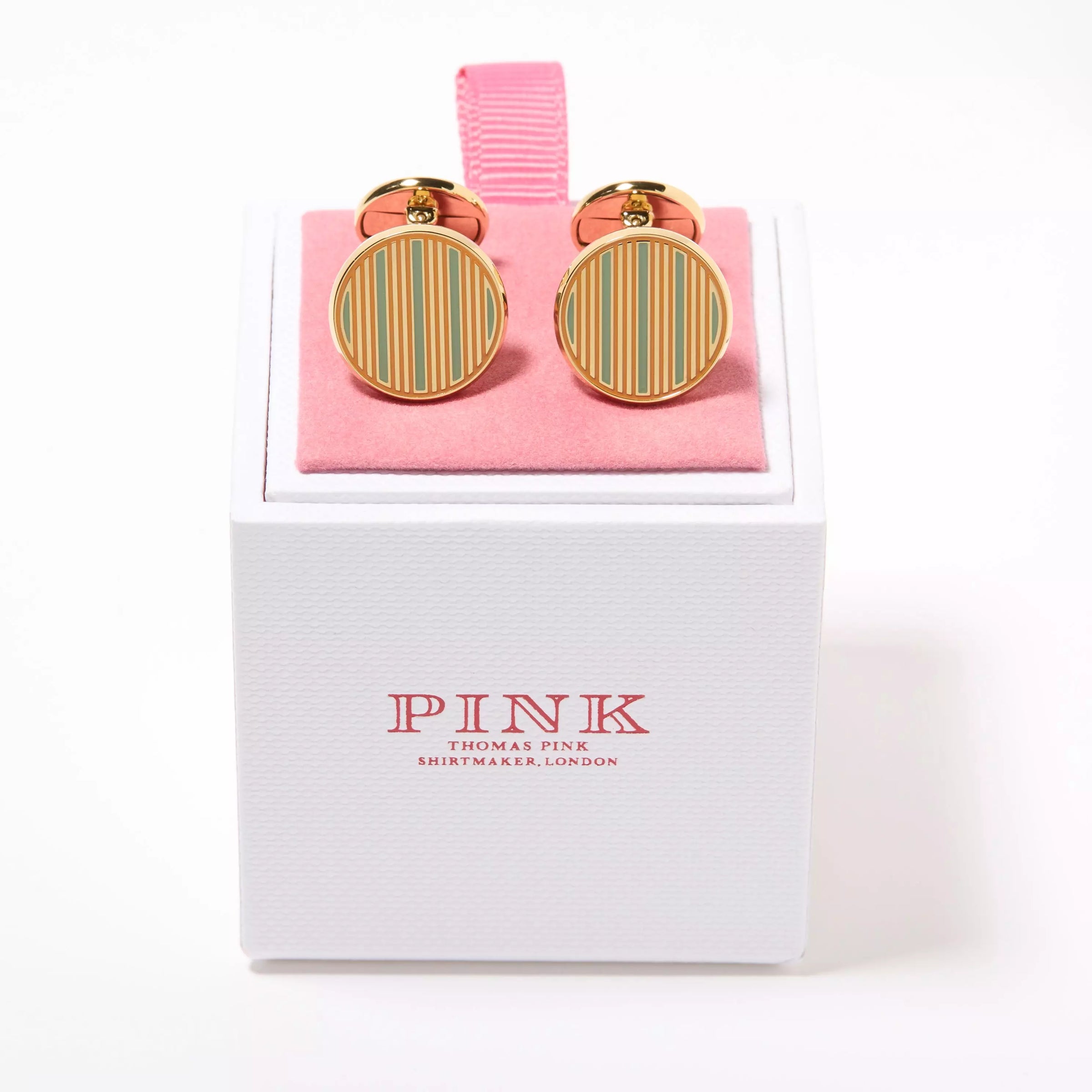 Orange & Green Enamel Striped Cufflinks