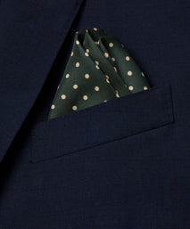 Green & Neutral Polka Dot Silk Pocket Square