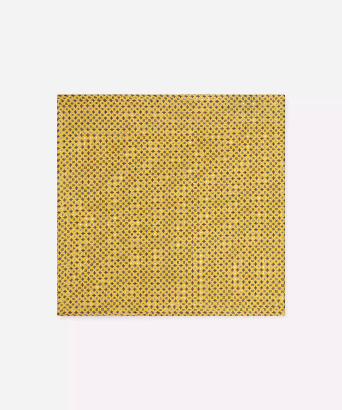 Yellow & Blue Small Biscuit Motif Silk Printed Pocket Square