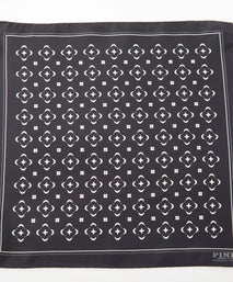 Black & White Flower Monogram Printed Silk Pocket Square
