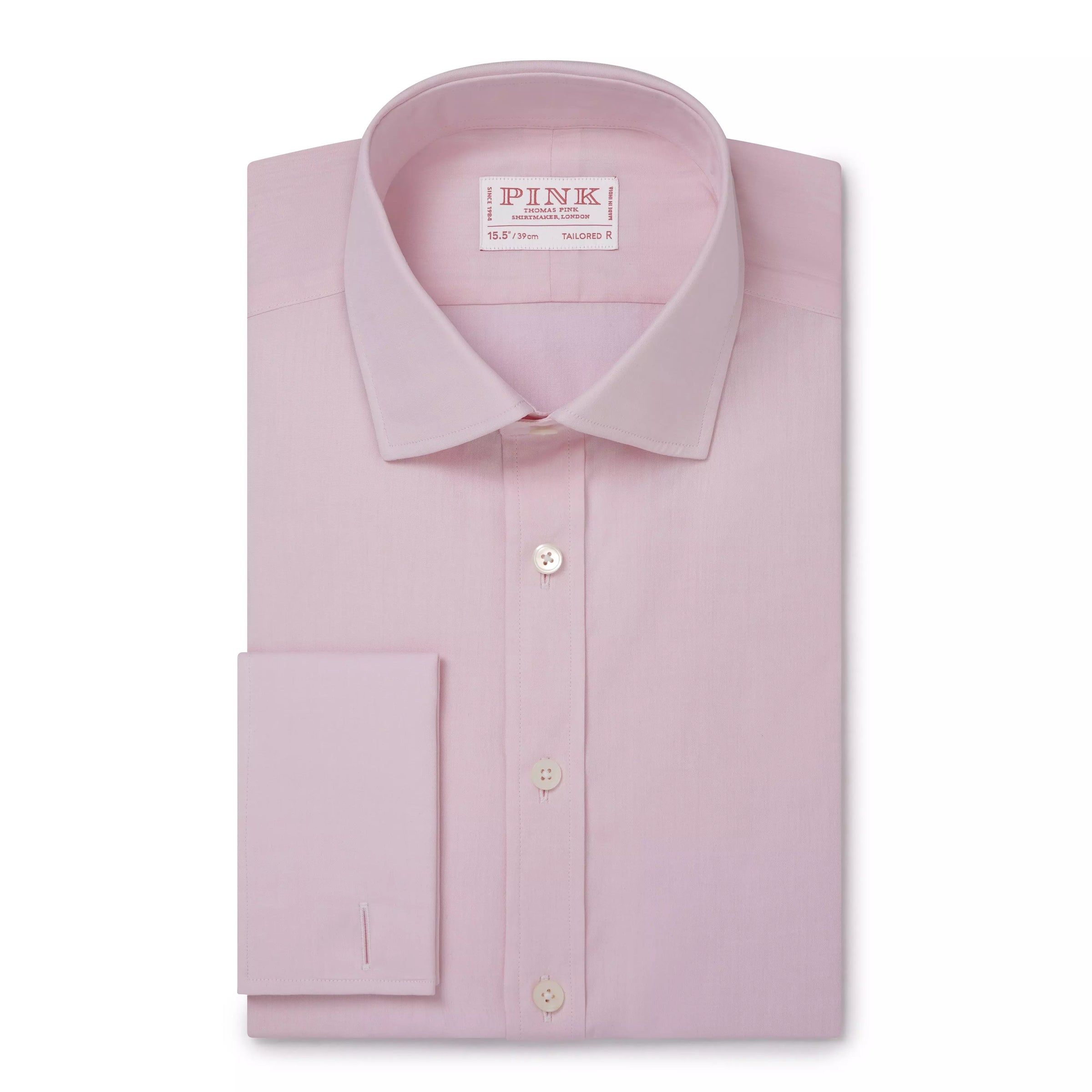 Pale Pink Tailored Fit Double Cuff Ramses Poplin Formal Shirt