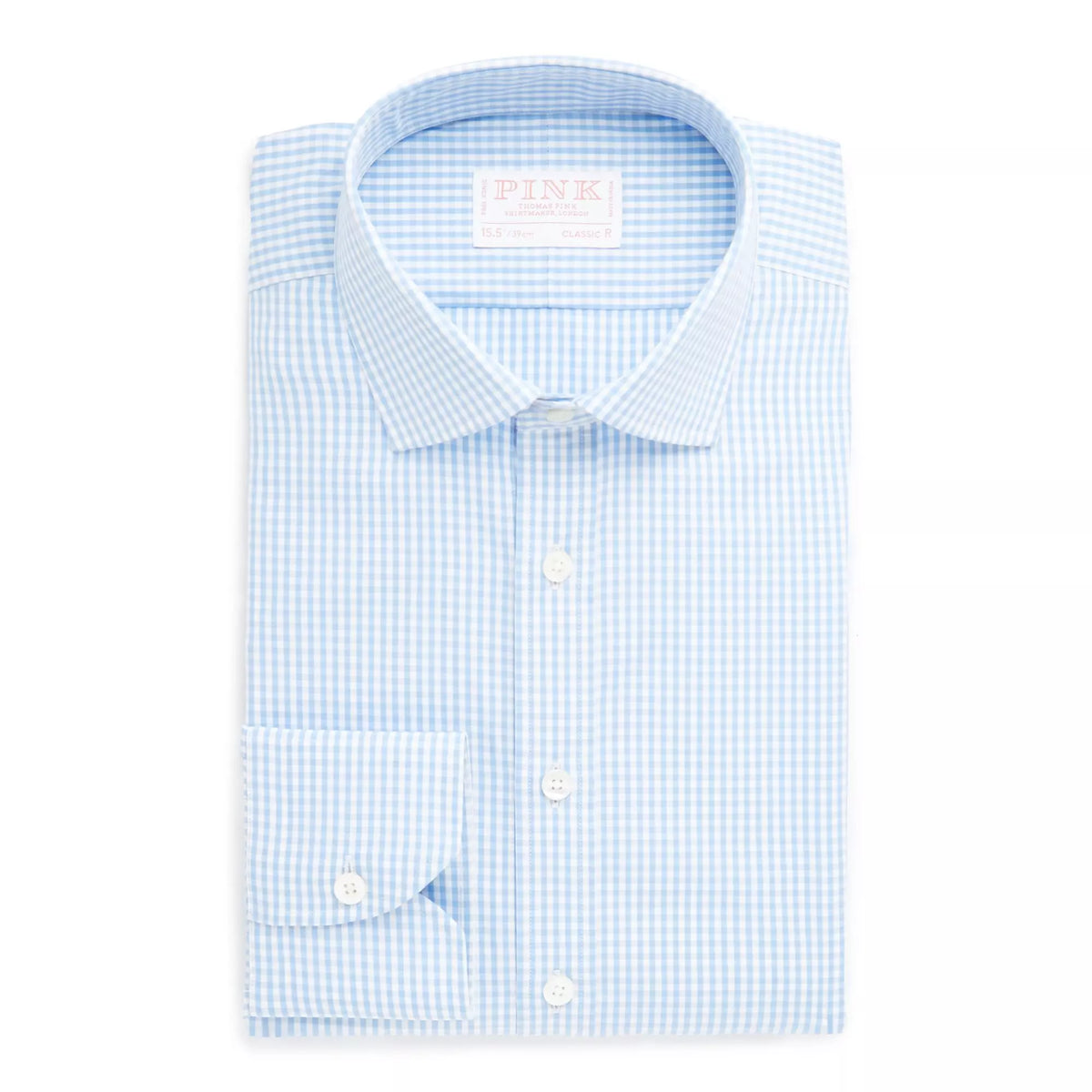 Pale Blue & White Classic Fit Essential Gingham Formal Shirt