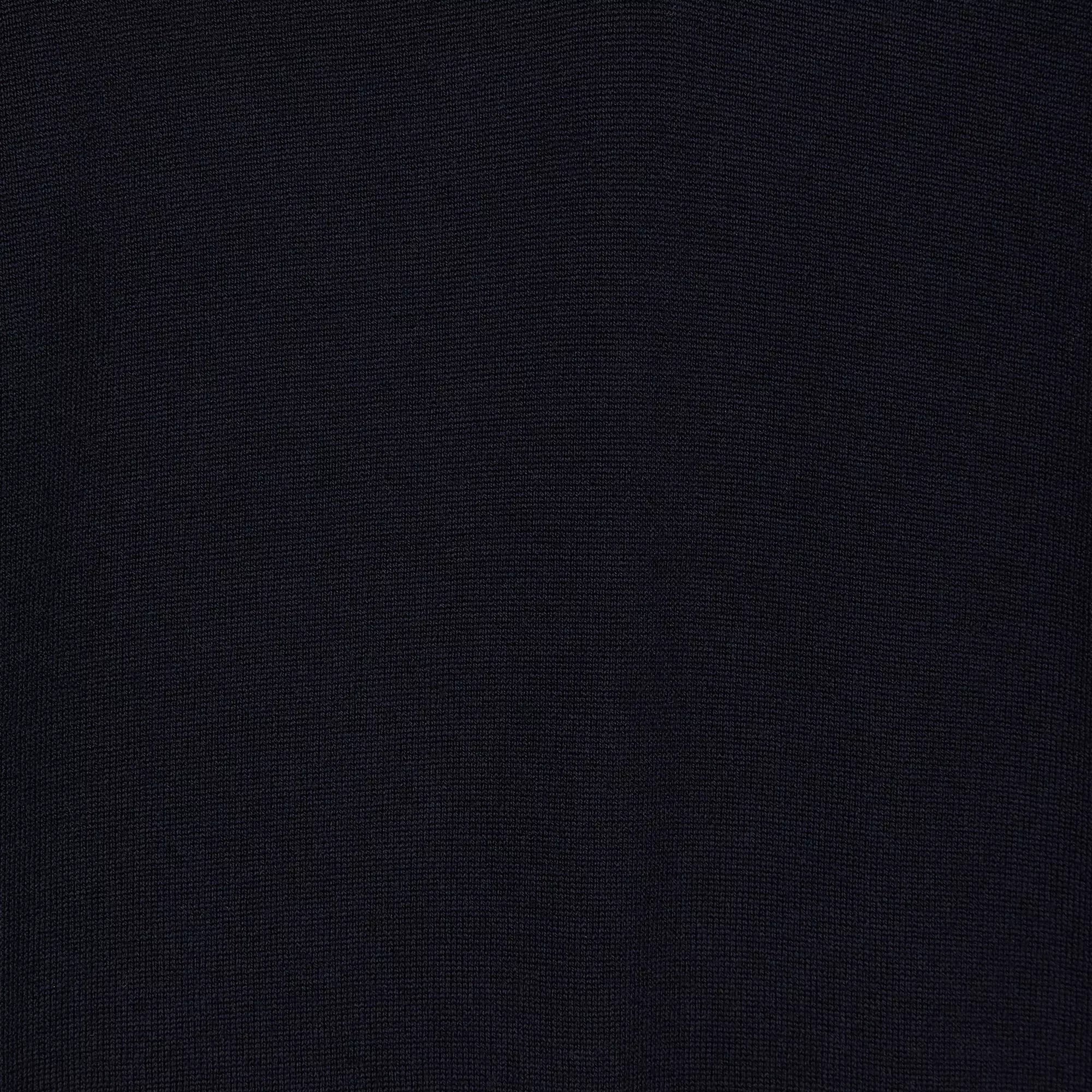 Navy Blue Merino Wool Zip Neck Sweater