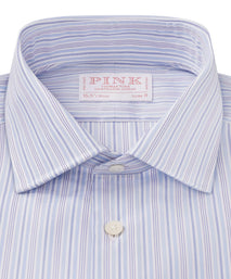 Blue & White Slim Fit Supraluxe Multi Stripe Formal Shirt