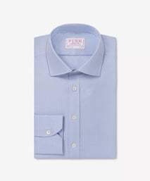 Blue & White Slim Fit Micro Puppytooth Formal Shirt