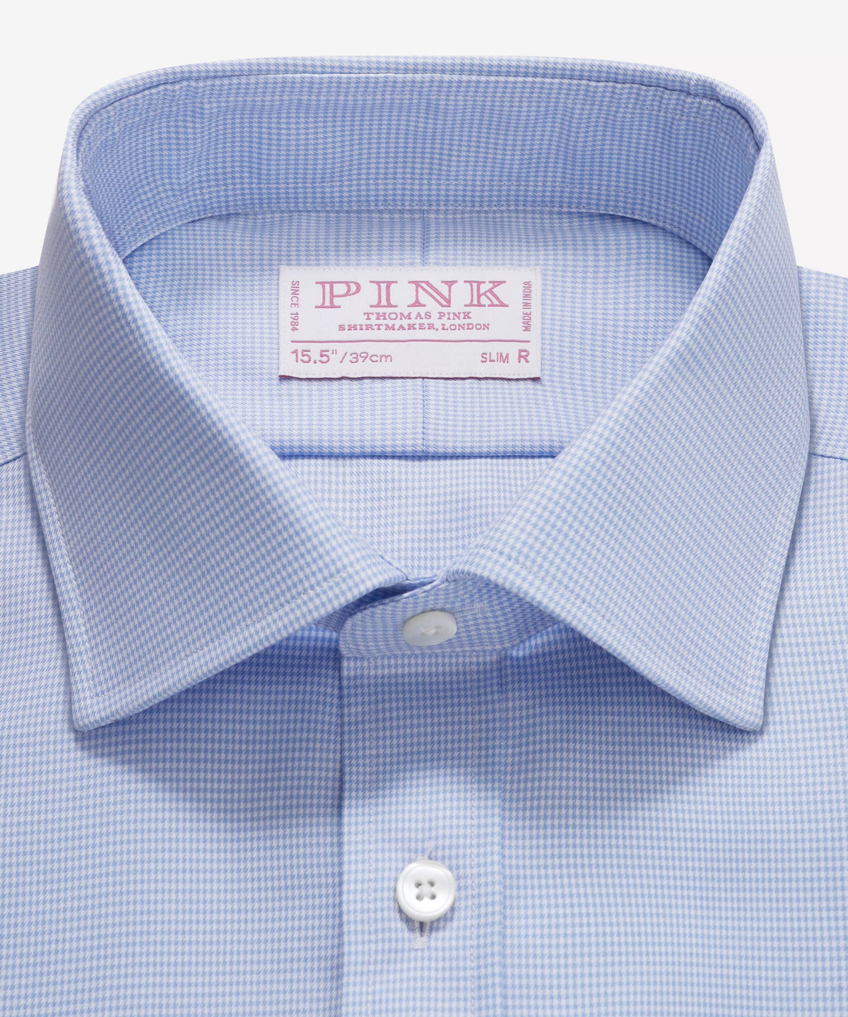 Blue & White Slim Fit Micro Puppytooth Formal Shirt