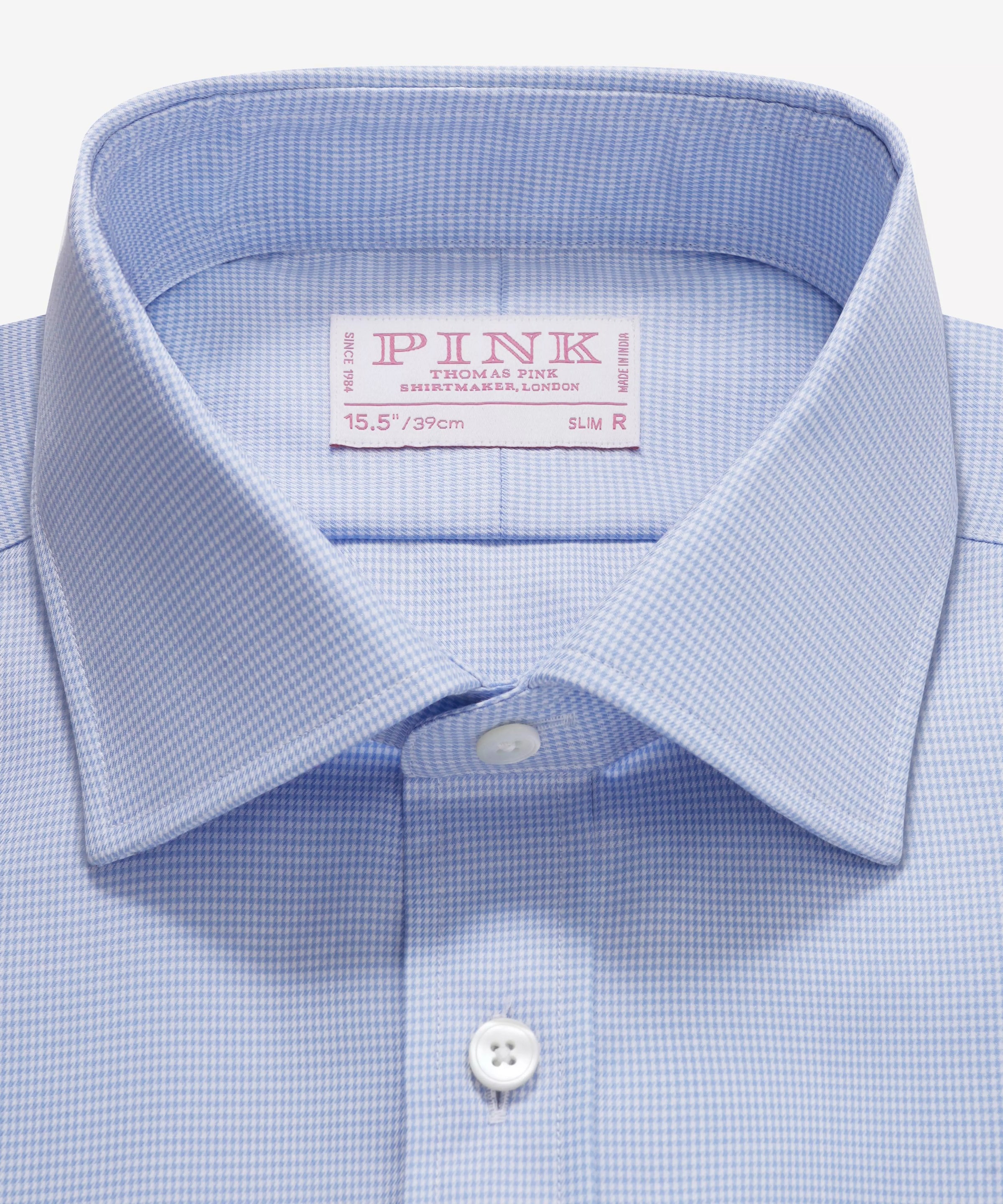 Blue & White Slim Fit Micro Puppytooth Formal Shirt