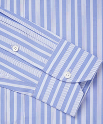 Pale Blue & Blue Tailored Fit Bedford Stripe Formal Shirt