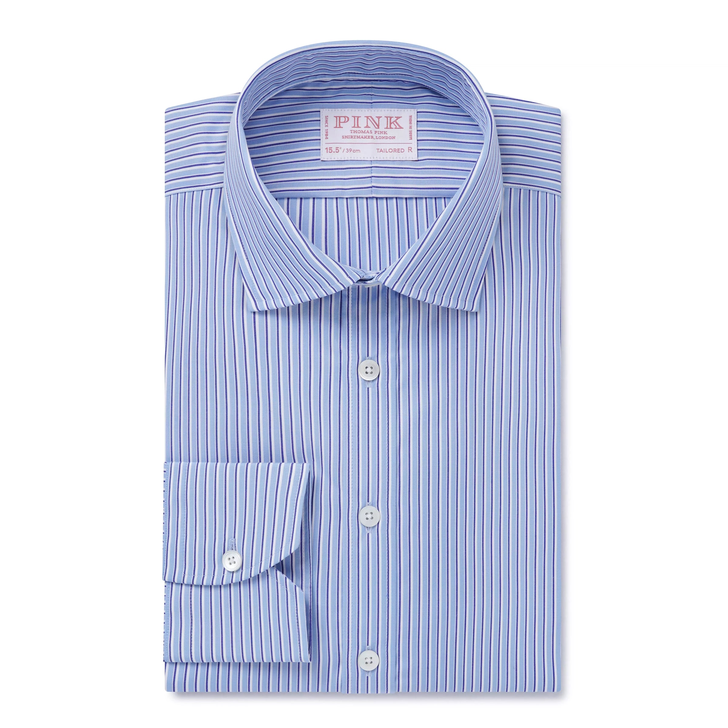 Blue & Navy Tailored Fit Journey Regent Stripe Formal Shirt