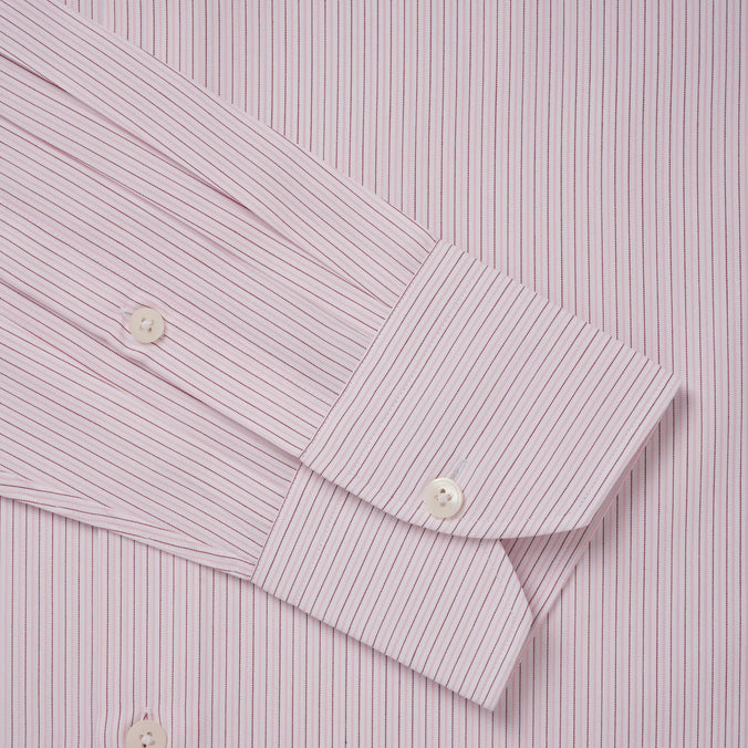 Pale Pink & White Tailored Fit Fine Vintage Stripe Formal Shirt