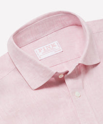 Pale Pink Tailored Fit Essential Linen Smart Casual Shirt