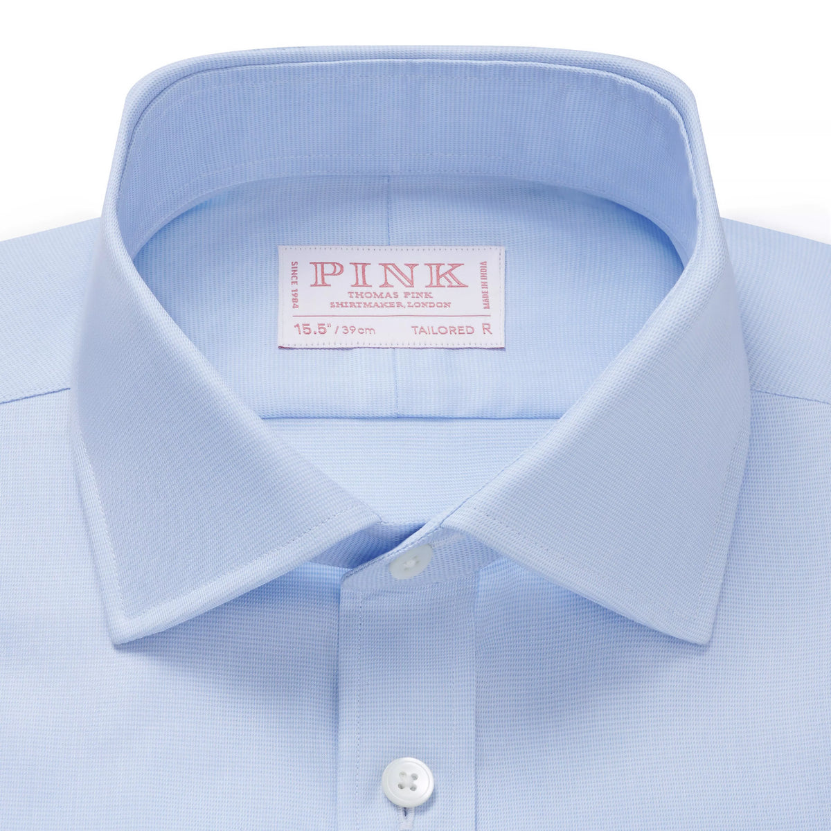 Pale Blue & White Tailored Fit Puppytooth Formal Shirt